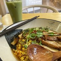 Shoyu ramen and matcha red bean  at Matcha-Ya in Stockholm