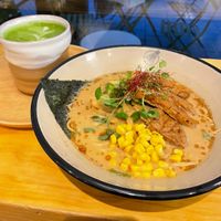 Matcha latte / Miso ramen (tofu and no egg)  at Matcha-Ya in Stockholm