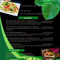 Vegan menu at Bai Mai Thai in Detroit