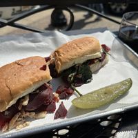 Beet pastrami sandwich-vegan as is  at Latchkey Deli in Lawrence