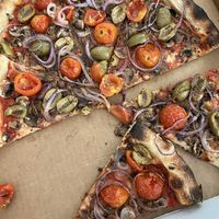 Mushrooms, green olives, onions and tomatoes.   at The Nona Slice House in Safety Harbor