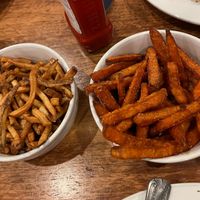 sides of fries + sweet potato fries at Hunter Mountain Brewery in Hunter