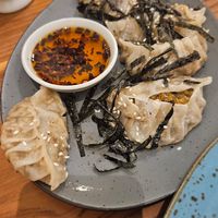 Gyozas with very spicy oil at Verte Café in Surabaya