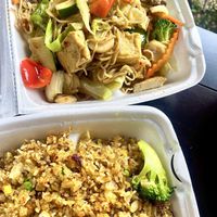 Veggie noodles & curry rice   at D'Vegan in Dallas