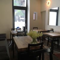 seating at back  at Karma Organic Coffee in Krakow