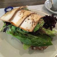 Vegan avocado sandwich with tofu   at Karma Organic Coffee in Krakow