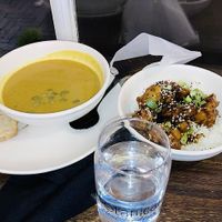 Butternut squash soup & cauliflower poppers   at Botanical Plant-Based Fare in Charlottesville