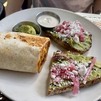 Breakfast burrito and Avocado toastt  at Botanical Plant-Based Fare in Charlottesville