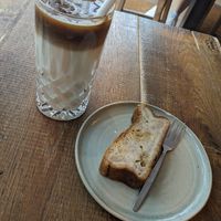 Iced cappuccino and banana bread at Lighthouse Café in Bonn