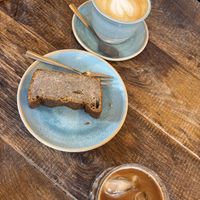 Cappu with oatmilk and iced flat white  at Lighthouse Café in Bonn