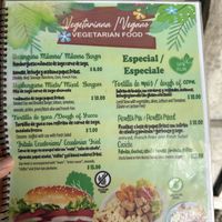 Menu with vegan options  at Don Sanduchito in Puerto Villamil
