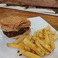 Vegan burger at Don Sanduchito in Puerto Villamil