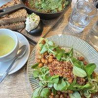 Avocado toast and Vegan shaksuksa  at SANDHOLT in Reykjavik