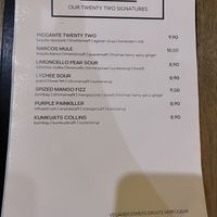 some of the cocktails + memo of "vegan egg alternative being available" at the bottom   at Twenty Two in Dresden