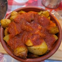 Vegan patatas bravas at Soup N Tap in Eastbourne