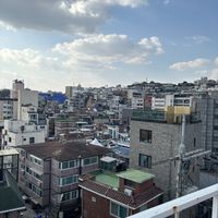 view from rooftop seating   at Pan Honesta 빵어니스타 - Itaewon in Seoul