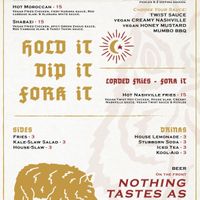 Vegan menu  at Twist Hot Chicken in Peoria