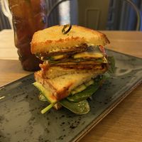 Meet sandwich + raspberry mojito mocktail   at Meet Vegano in Malaga