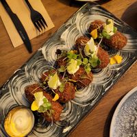 Fried avocado w truffle mayo at Meet Vegano in Malaga