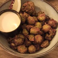 Fried olives at Meet Vegano in Malaga