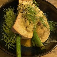 Vegan Salmon with broccoli   at Meet Vegano in Malaga