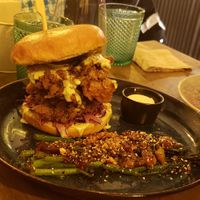 Shroom burger, too sweet and too fried at Meet Vegano in Malaga