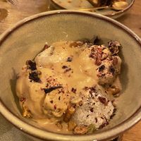 Fresh mochi with pistachio icecream and coconut espresso   at Meet Vegano in Malaga