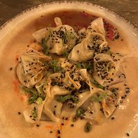 Gyoza w truffle sauce fill  at Meet Vegano in Malaga