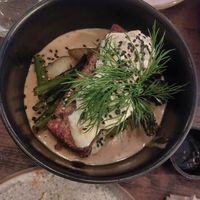 Salm'n broccolini bowl (amazing) at Meet Vegano in Malaga