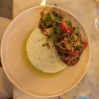 Upside down seitan salad at Meet Vegano in Malaga