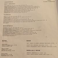 Drinks Menu at Meet Vegano in Malaga