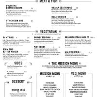 Menu  at Mission Masala in Antwerpen