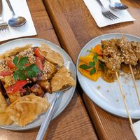 Rojak and satay skewers at Malaysia Small Chili Restaurant  in Lilyfield