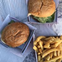 Megan, Chad and Fries  at Huxtaburger Highgate in Highgate