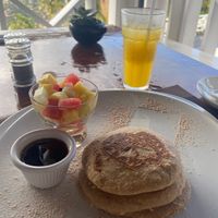 Delicious oat flour pancakes at Lush Restaurant in Soufriere