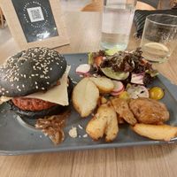 Vegan burger with tofu at MYND Adeje in Tenerife