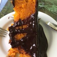 Sinfully delicious carrot cake with dark chocolate topping.  at Salsa Verde in Evora
