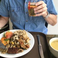 €9.30 for this delicious plate full of food plus €1.60 for the yummy soup at Salsa Verde in Evora