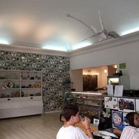 Buffet is on the far side of the counter, to the right at Salsa Verde in Evora