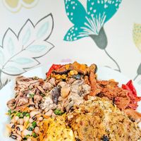 Broccoli Migas, beans, tofu & mushrooms, Seitan at Salsa Verde in Evora