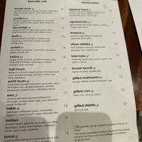 Menu  at Tane Vegan Izakaya in Berkeley