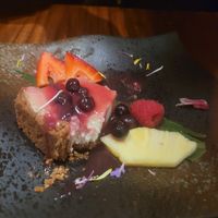 Blueberry cheezecake at Tane Vegan Izakaya in Berkeley