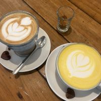 latte & tumeric latte  at Alchemy in Ubud