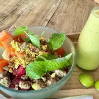 Custom bowl from the breakfast bar  at Alchemy in Ubud