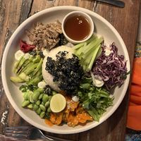 Poke bowl with cauliflower rice…mmm  at Alchemy in Ubud