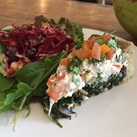 Vegan quiche with mushroom and spinach  at Alchemy in Ubud