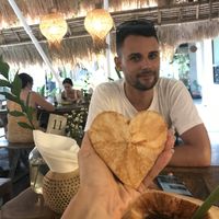 Fresh cold coconut :) at Alchemy in Ubud