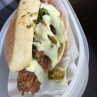 El Traga Traga vegapan with chimichurri, salsa, jalapeños, and avocado cream   at Plagwitz Samstags Markt in Leipzig