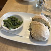 chile roasted mushroom sandwich with seasonal vegetable (peas w mint pesto)  at Duke's Alehouse and Kitchen in Crystal Lake