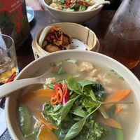 chicken pho, chicken hoisin bao buns and tofu pho  at Vietnamese Street Kitchen in Birmingham